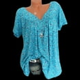 thumbnail image 2 of Pntutb Womens Summer Shirts,Women's Plus Size Short Sleeve V-Neck Print Blouse Pullover Tops, 2 of 6