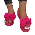 thumbnail image 4 of KEGIRLOM Women's Fashionable And Casual Summer Bow Thick-Soled Outdoor Wedge Sandals Hot Pink 8.5, 4 of 9