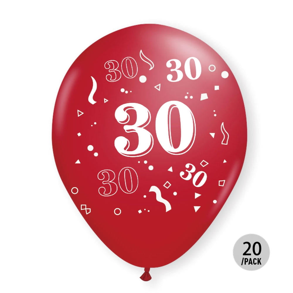 LIVINGbasics 30th Birthday Metallic Balloons Red Helium Quality 12 ...