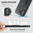 thumbnail image 6 of for iPhone 16 Phone Case, Vintage Magnetic Finger Hand Wrist Strap Kickstand Shockproof Protective PU Leather Thin Fit Anti-Scratch Cover Compatible with iPhone 16, Black, 6 of 6