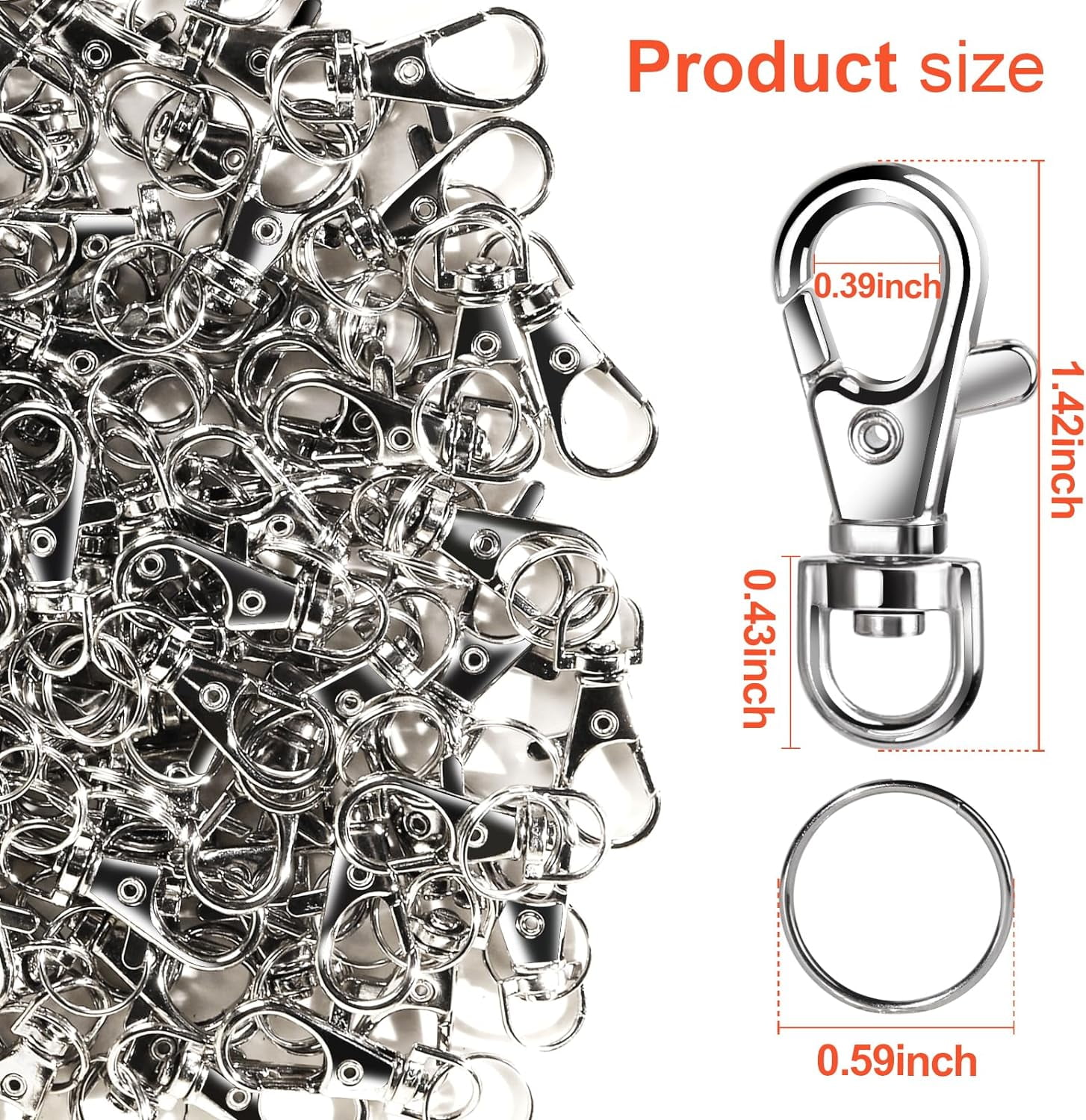 480PCS Lobster Claw Clasps and Key Rings, Keychain Making Kit - 240PCS Keychain Clips and 240PCS Key Chain Ring, for Key Chains, Crafts, Lanyard, Key, Jewelry Making