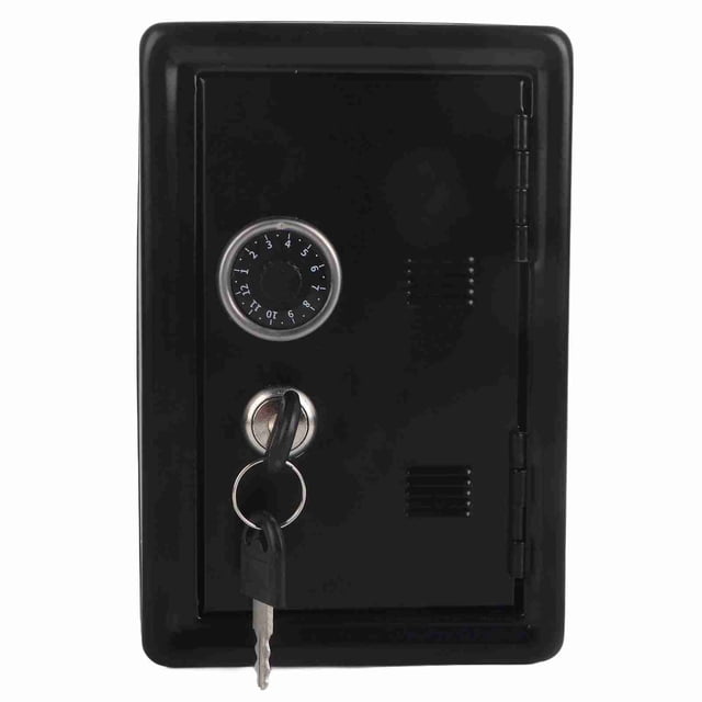 Hucha de juguete para niños con contraseña, caja de seguridad para guardar monedas y dinero en efectivo, regalo con 2 llaves (negro)