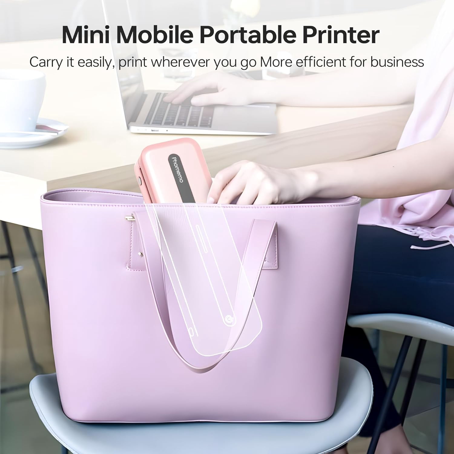Phomemo Portable Printers Wireless, M832 Bluetooth Thermal Printer, Inkless Mobile Printer Support 8.5'' x 11'' & A4 Thermal Paper, Compatible with iPhone Android Laptop for Office Car Home Pink