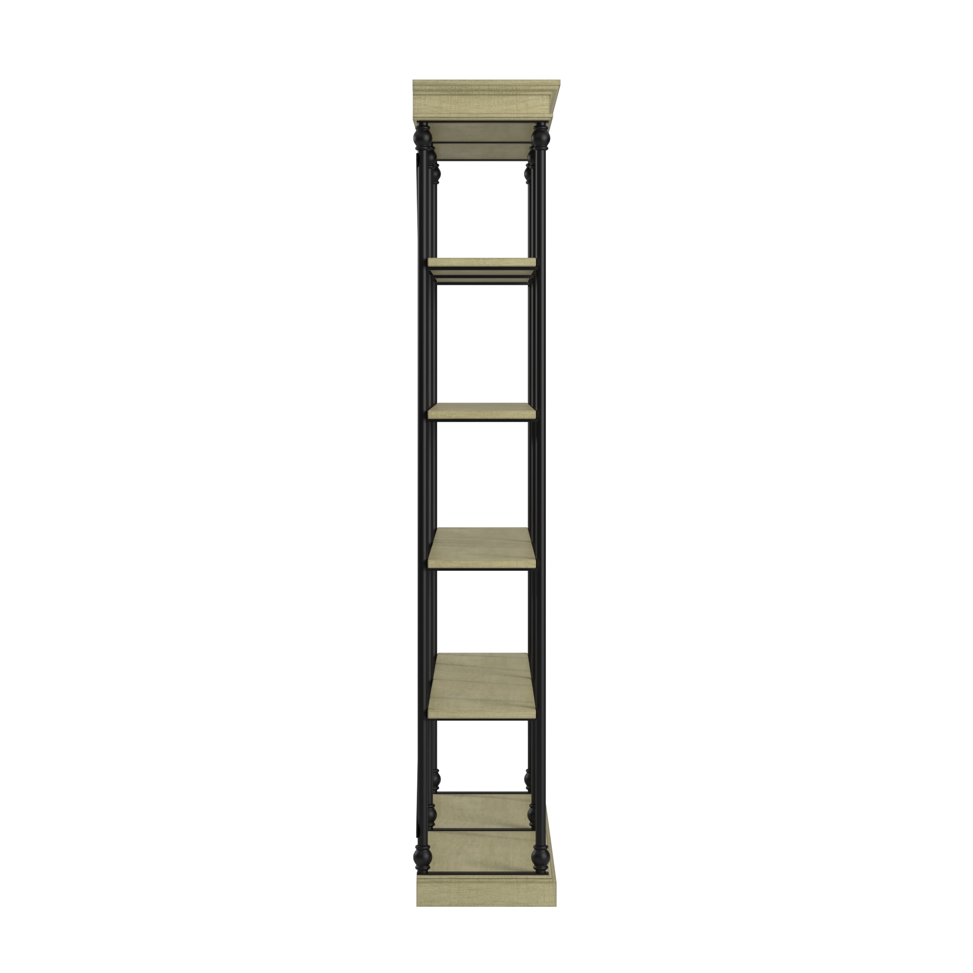 Weston Home Cabana 5 Shelf Rustic X-back Double Bookshelf, Ivory White