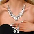 thumbnail image 2 of AEXTO Clear Teardrop Statement Jewelry Set 2PCS Multi-Drop Necklace Dangle Earrings with Rhinestone Accents, Silver-Tone Elegant Accessories for Women, Perfect for Weddings, Parties Special Occasions, 2 of 13