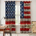 thumbnail image 4 of Vintage American Flag Kitchen Curtains 96 Inch Length, Blue Star Red Striped Wooden Grommet Top Bedroom Living Room Curtains, Light Filtering Cafe Curtain Drapes 2 Panels Set 104''x96'', 4 of 9