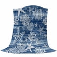thumbnail image 6 of Navy Blue Coastal Blanket Soft Cozy Warm Throw Blanket for Couch, Plush Fuzzy Flannel Fleece Blankets for Sofa, Summer Beach Nautical Starfish Coral Vintage Bed Blankets Gifts for Men, 40"x50", 6 of 9