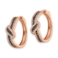 thumbnail image 2 of Finest Gold Sterling Silver Rose-Tone Black Rhodium-plate CZ Fancy Hinged Hoop Earrings, 2 of 3