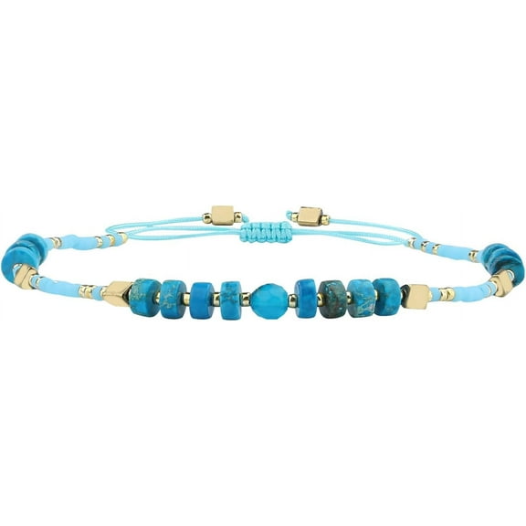 Adjustable Seed Bead Bracelet for Women, Handmade Braided String Bracelets with Agate, Turquoise, Lapis & Coral, Boho Jewelry