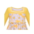 thumbnail image 4 of Girls Dress Yellow Daisy Floral Square Collar Layered Ruffle Long Sleeve 8 Years, 4 of 6