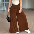 thumbnail image 4 of Women's High Waisted Wide Leg Pants Side Slit Flowy Palazzo Trousers Casual Yoga Yoga Pants, 4 of 6