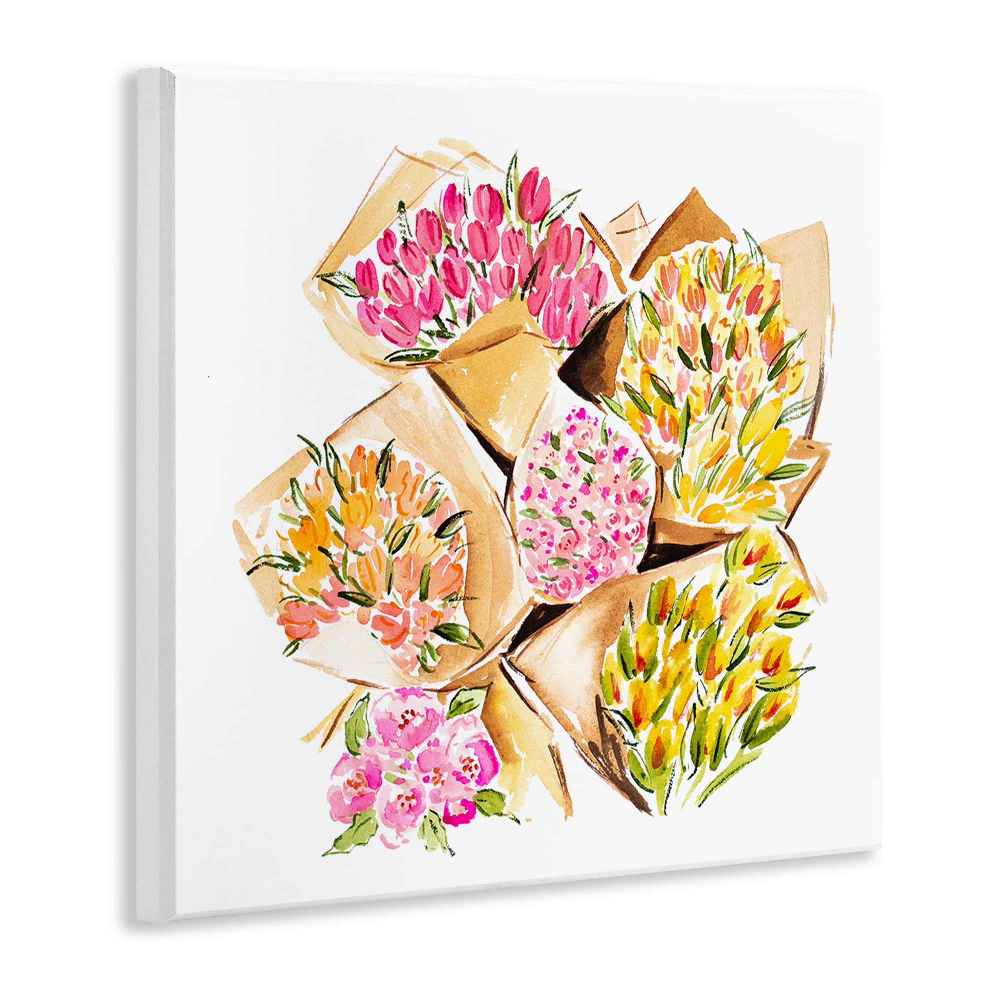 Stupell Industries Bundle of Bouquets Botanical & Floral Painting Unframed Art Print Wall Art, 12 x 12