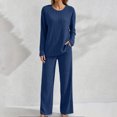 thumbnail image 2 of KICILVS Lounge Sets for Women Ribbed Knit Long Sleeve Top and Wide Leg Pants Set Casual Matching Pajama for Fall Travel Outfit, 2 of 9