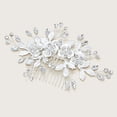 thumbnail image 1 of Tocado de dama de honor de la novia con flores de diamantes artificiales (plata), 1 of 5