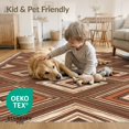 thumbnail image 4 of ODIKA 6'x9' Washable Area Rug Ivory Tug Farmhouse Stepped Border Traditional Decorative Vintage for Queen Size Bedroom, Under Bed, Master Suite, Easy Care, Non-Shedding, 4 of 7