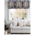 thumbnail image 5 of Orange Blue Ethnic Curtain Valances for Windows, Rustic Boho Flowers Impressionist Kitchen Valance Window Treatment, Light Filtering Block Curtains for Bathroom/Bedroom/Living Room 42'' x 12'', 5 of 9