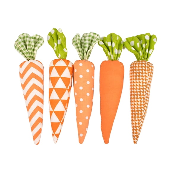 Set of 5 Easter Carrot Decorations - Fabric Artificial Carrots for Easter Basket Stuffers, Bunny Decor, Farmhouse Tiered Tray, Vase Filler and Primitive DIY Home Decor