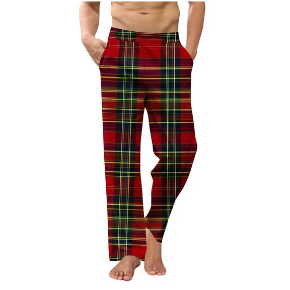 Yongwang Mens Big&Tall Printed Cotton Linen Yoga Pants Elastic Waist Pants Loose Fit Pants with Pockets
