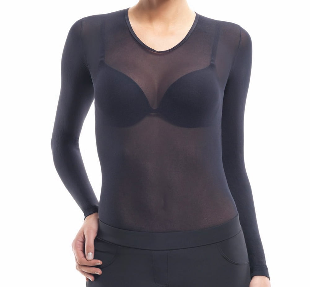 long sleeve mesh blouse