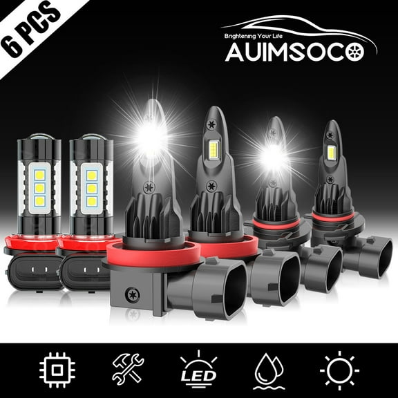 For Acura ILX 2013-2021 9005 H11 H11 LED Headlights Hi/Lo Bulbs Fog Lights 6-Pack Combo 6000k Kits 8000LM Lights White Halogen Replacement 300% Brighter