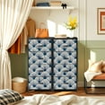 thumbnail image 6 of 4 Drawer Vertical Storage Dresser vintage overlapping shells art with Wood Top Fabric Pull Drawers, 6 of 8