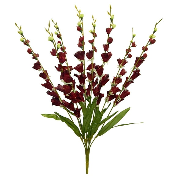 Wine Red Bells of Ireland 32in Artificial Polysilk Faux Fake Shell Flower Bush for Craft Home Garden Outdoor Bouquet Arrangement Ceremony Wedding Arch Floral Wall Aisle Decor (Burgundy, Set of 2)