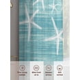 thumbnail image 5 of Teal Coastal Sheer Curtains 63 Inch Length 2 Panels Set, Summer Ocean Waves Ombre Sea Starfish Voile Window Treatment Rod Pocket Curtains Sheers Drapes for Bedroom/Living Room/Kitchen 52x"63"x2, 5 of 7