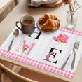 thumbnail image 3 of Farmhouse HOME Placemats Set of 8 Rustic Tulip Pink White Plaid Wooden Place Mats Indoor Wipeable Table Mats Washable Cloth Dining Table Placemats for Kitchen Holiday Party Home Decor 13x19 Inch, 3 of 9