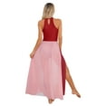 thumbnail image 3 of iiniim Women's Color Block Lyrical Dance Long Maxi Split Modern Contemporary Dress Burgundy S, 3 of 7