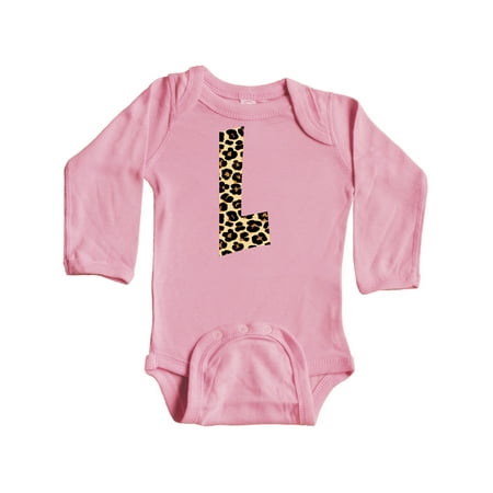 

Inktastic Leopard Print Letter L Gift Baby Boy or Baby Girl Long Sleeve Bodysuit