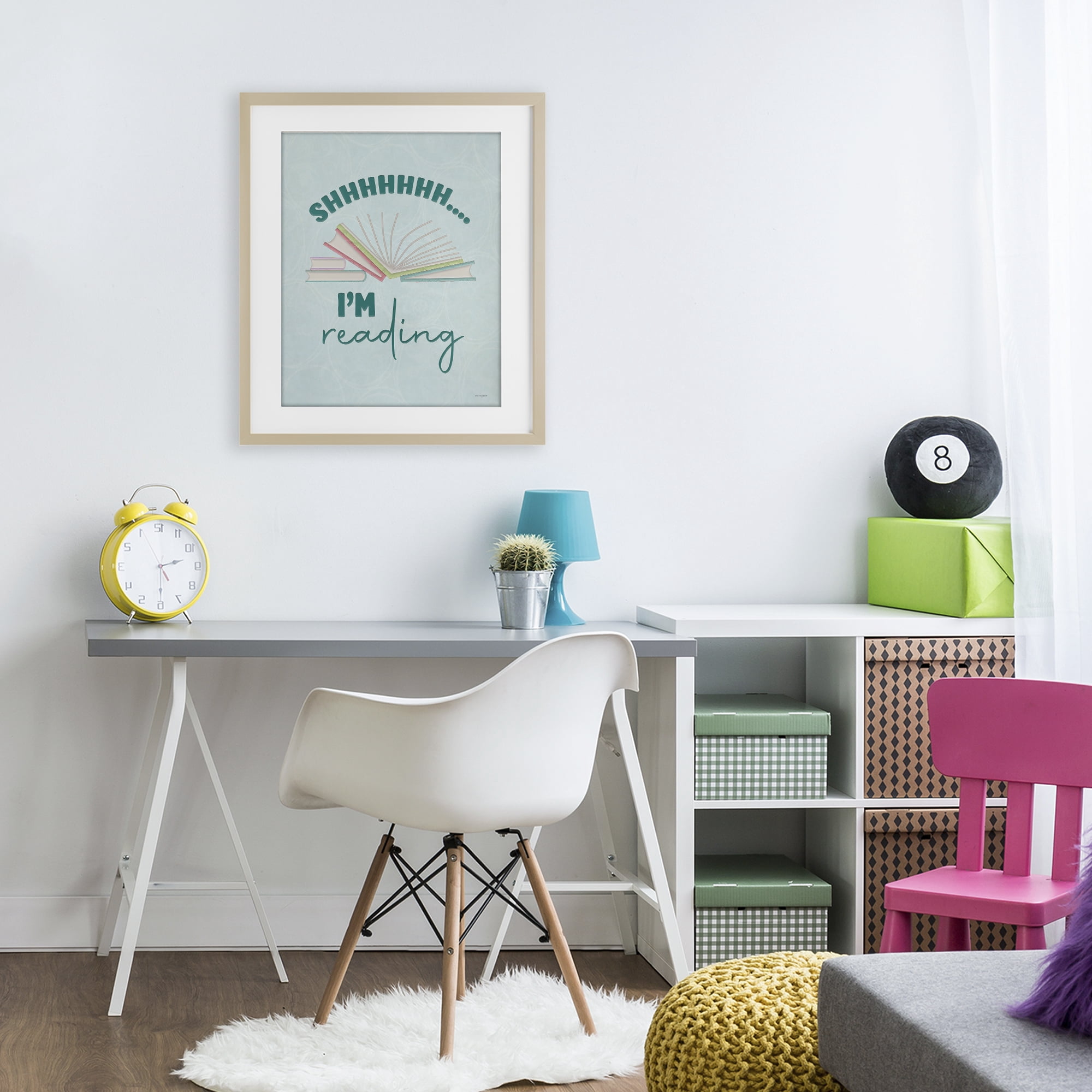 Stupell Industries Shhh I'm Reading Birch Framed Print Under Glass, design by Seven Trees Design