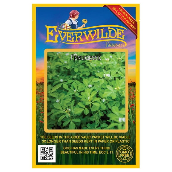 Everwilde Farms - 200 Fenugreek Herb Seeds - Gold Vault Jumbo Bulk Seed Packet