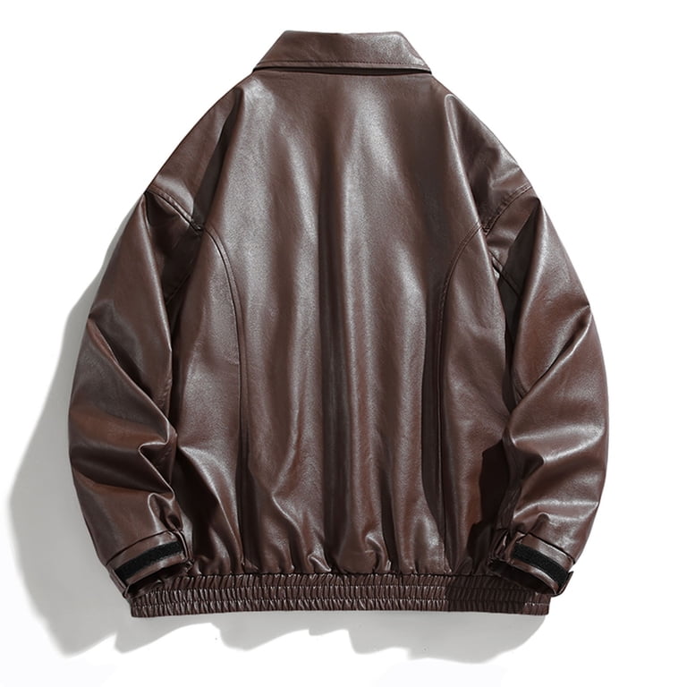 ohmzyzo Mens Faux Leather Bomber Jackets Classic Style Motorcycle