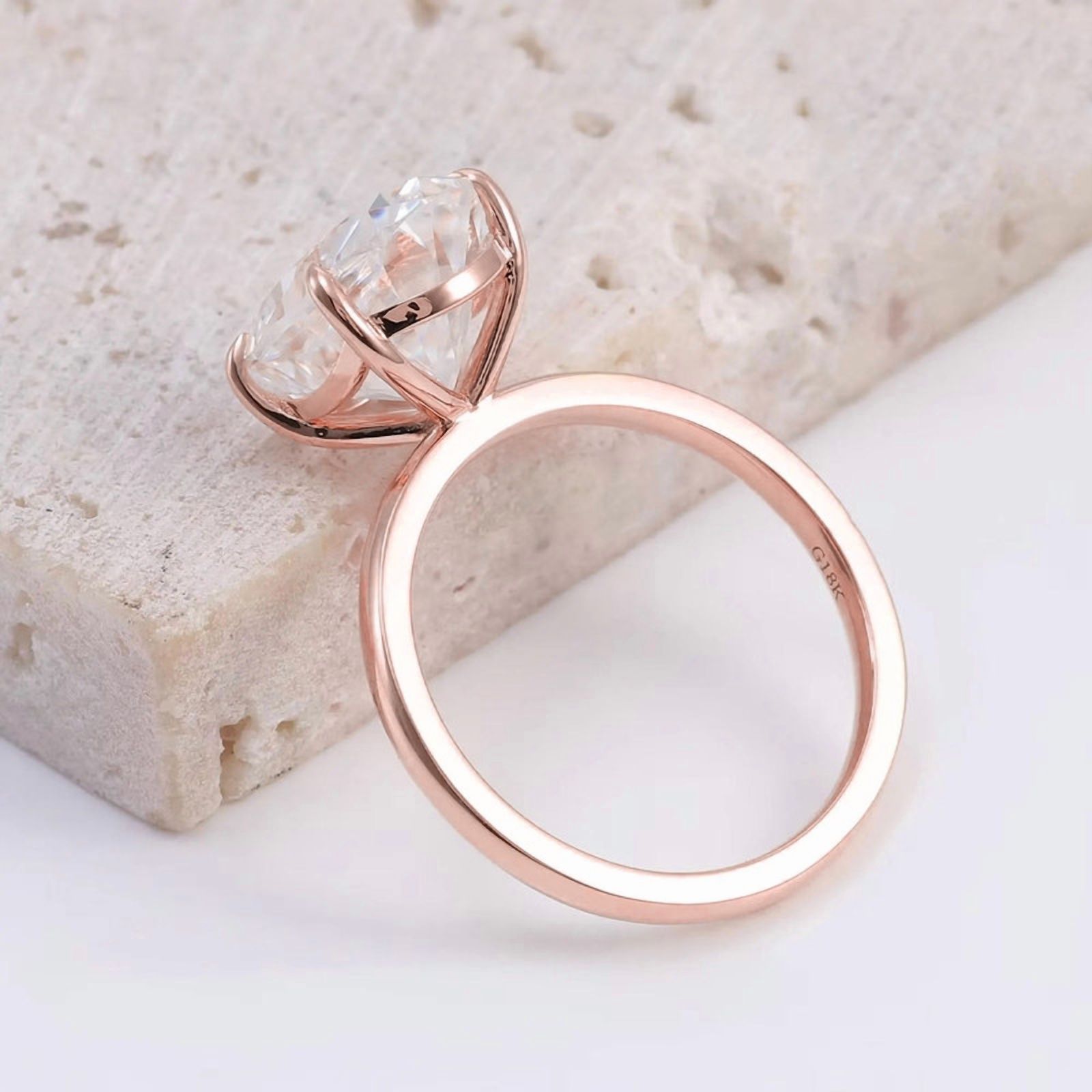 solitaire jewels 3.75CT Oval Moissanite Solitaire Engagement Ring For Women, 14K Rose Gold