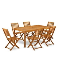 East West Furniture Wooden Patio Set Natural Oil, CMBS7CWNA