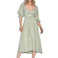 thumbnail image 2 of Gspmoly Robes pour Femmes, Robe Longue Décontractée d'Été à Manches Courtes et Col en V pour Femmes, Robe de Cocktail à la Mode jusqu'à 65 % de Rabais, 2 of 6