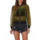 thumbnail image 1 of CHAQUETA BOMBER CHIC INSPIRADA PARA MUJER CON MALLA TRANSPARENTE Y BRILLANTE, MANGA LARGA, CIERRE, TAMAÑO XS, VERDE EJÉRCITO, 1 of 6