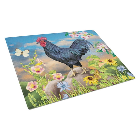 Black Rooster Glass Cutting Board Large PRS4060LCB
