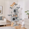 thumbnail image 2 of Yaheetech 76.4" Cat Tree Tower with 3 Condos and 2 Baskets, Light Gray, 2 of 7