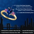 thumbnail image 2 of Gem Stone King 18K Yellow Gold Plated Silver Blue Created Sapphire and Pink Moissanite Engagement Ring for Women | 2.76 Cttw | Oval 9X7MM | Gemstone September Birthstone | Size 9, 2 of 6
