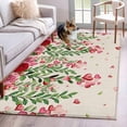 thumbnail image 3 of Area Rug for Living Room, Valentine's Day Non-Slip Indoor Large Carpet for Bedroom/Dining Room, Pink Red Roses Love Heart Eucalyptus Burlap Washable Low-Profile Rectangle Floor Runner Rugs - 4 x 6 Ft, 3 of 7