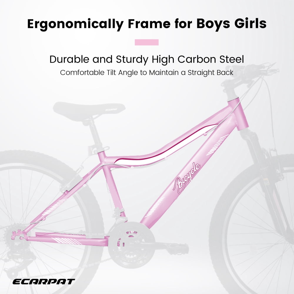 A24208D Mountain Bike 24/26 Inch, High-Density Carbon Steel Frame, 21 Speed, Front Suspension, Dual V-Brakes, 80% Pre-Assembled for Men Women Teens