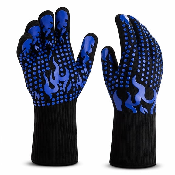 HavenNest BBQ Gloves, Food Grade Silicone Long Forearm Oven Mitts, 932°F Non-Slip Cooking Gloves for Grilling, Smoker, Firepit & Baking, Machine Washable