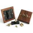 thumbnail image 4 of 3X 86 Type Solid Wood Panel Switch Wall Light Retro Brass Toggle Switch Wood Grain Electrical Switch Socket 1- Switch, 4 of 8