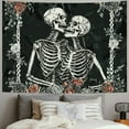thumbnail image 3 of BCIIG  Skull Tapestry The Kissing Lovers Tapestry Black Tarot Tapestry Human Skeleton Tapestry for Room, 3 of 7