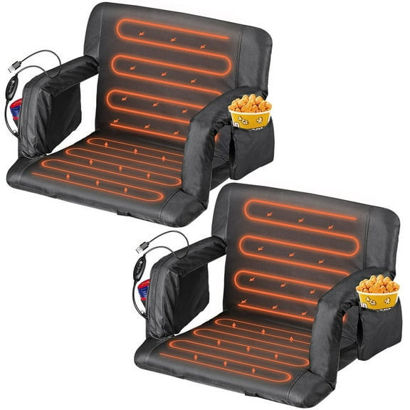 WSSYzyzf 2-PCS Fold Heated Stadium Seats for Bleachers with Back Support and Wide Cushion, Portable for Sports Events, Includes Heat Packs for Cold Weather, Comfortable