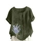 thumbnail image 1 of Vestidos Casuales Para Mujer, Blusas De Mujer De Moda Blusa informal de lino con cuello redondo, manga corta y botones para mujer, 1 of 4