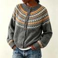 thumbnail image 6 of Fair Isle Cardigan for Women, Jacquard Knit Button Down Crewneck Long Sleeve, Fall Vintage Casual Soft Sweater S-3XL, 6 of 6
