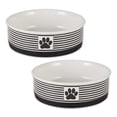 thumbnail image 1 of Pet Bowls DII Bone Dry de cerámica con estampado de patas a rayas para mascotas, 1 of 8
