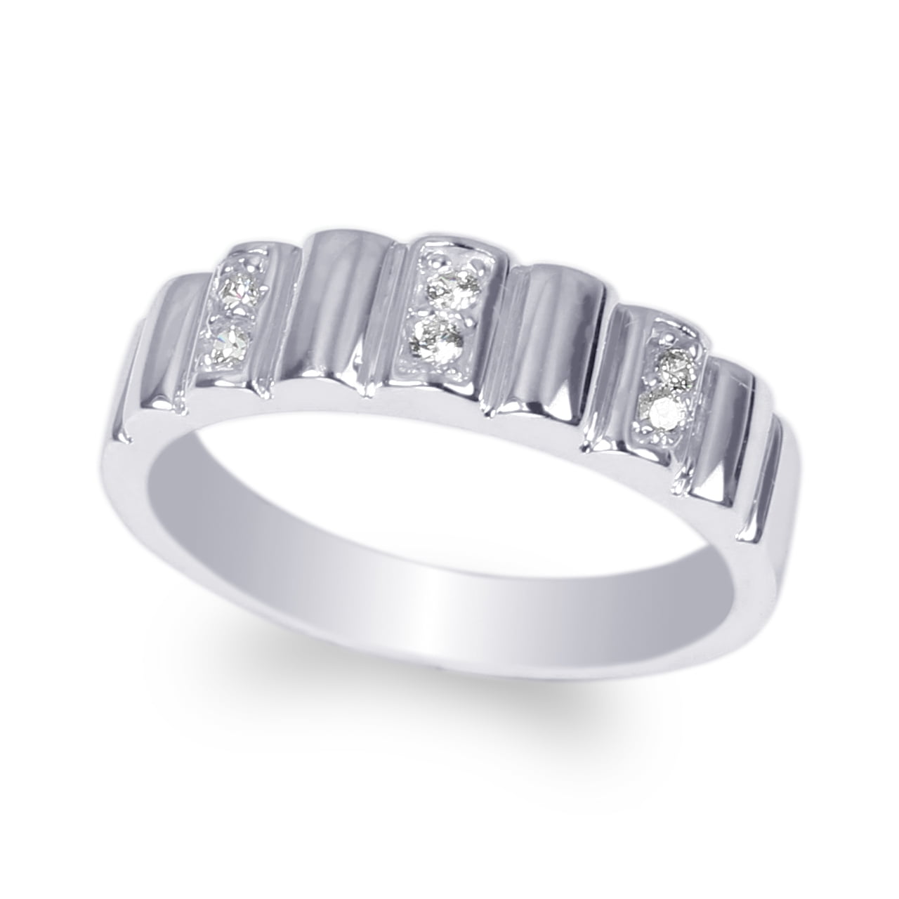 Sterling Silver 925 CZ Pave Round Fashion Eternity Wedding Band Ring Sz 4-10 